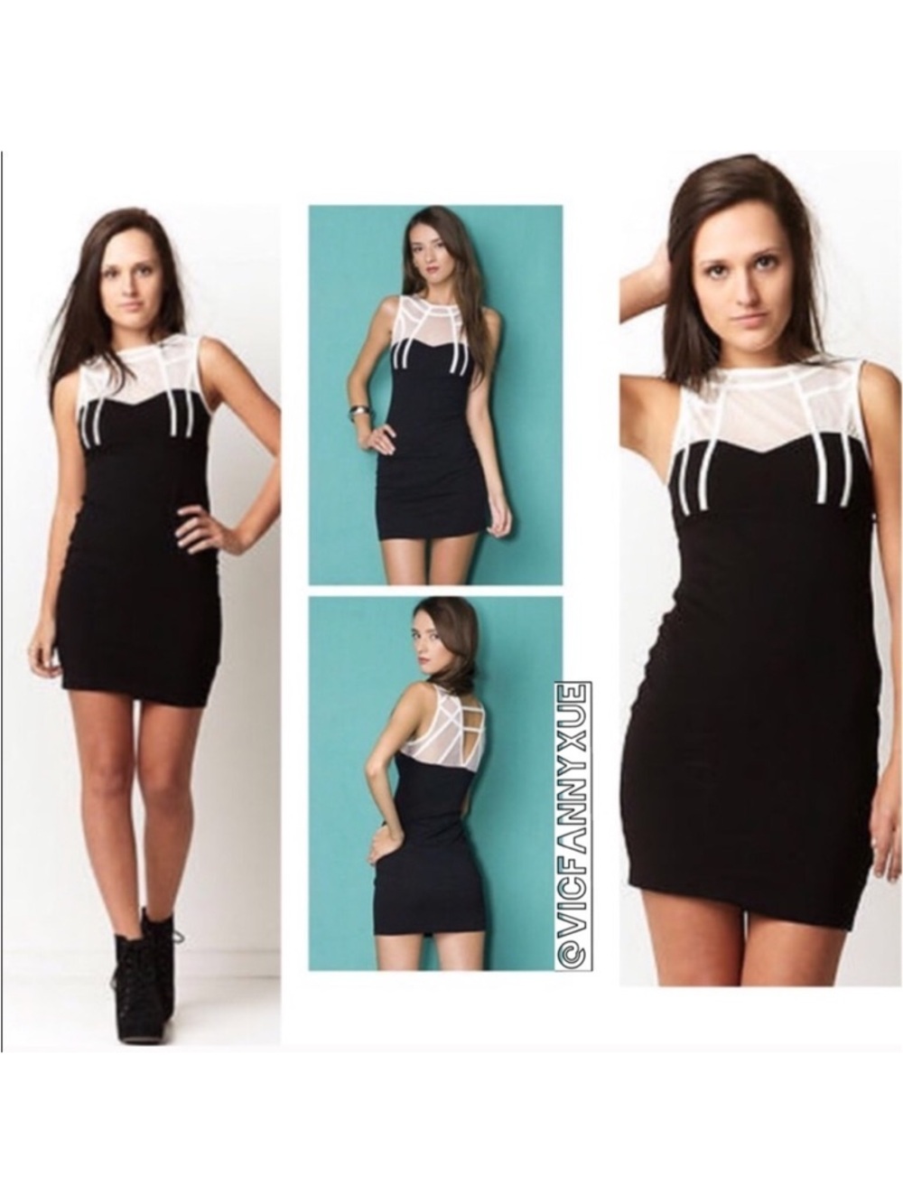 Motel Rocks black and white sheer dress xs
